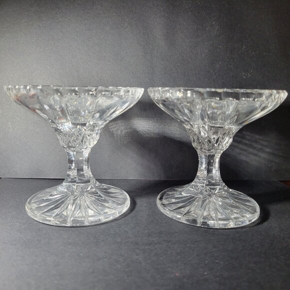 Gorham Crystal King Edward Hurricane Candle Lamp holders Set of 2 Base only - Picture 5 of 9